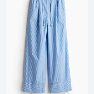 H&M Blue Striped Wide-Leg Pants Size Large